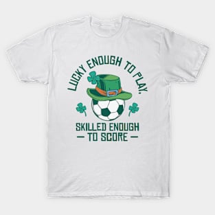 St. Patrick's Day Soccer Sport Lucky Shamrock Football T-Shirt